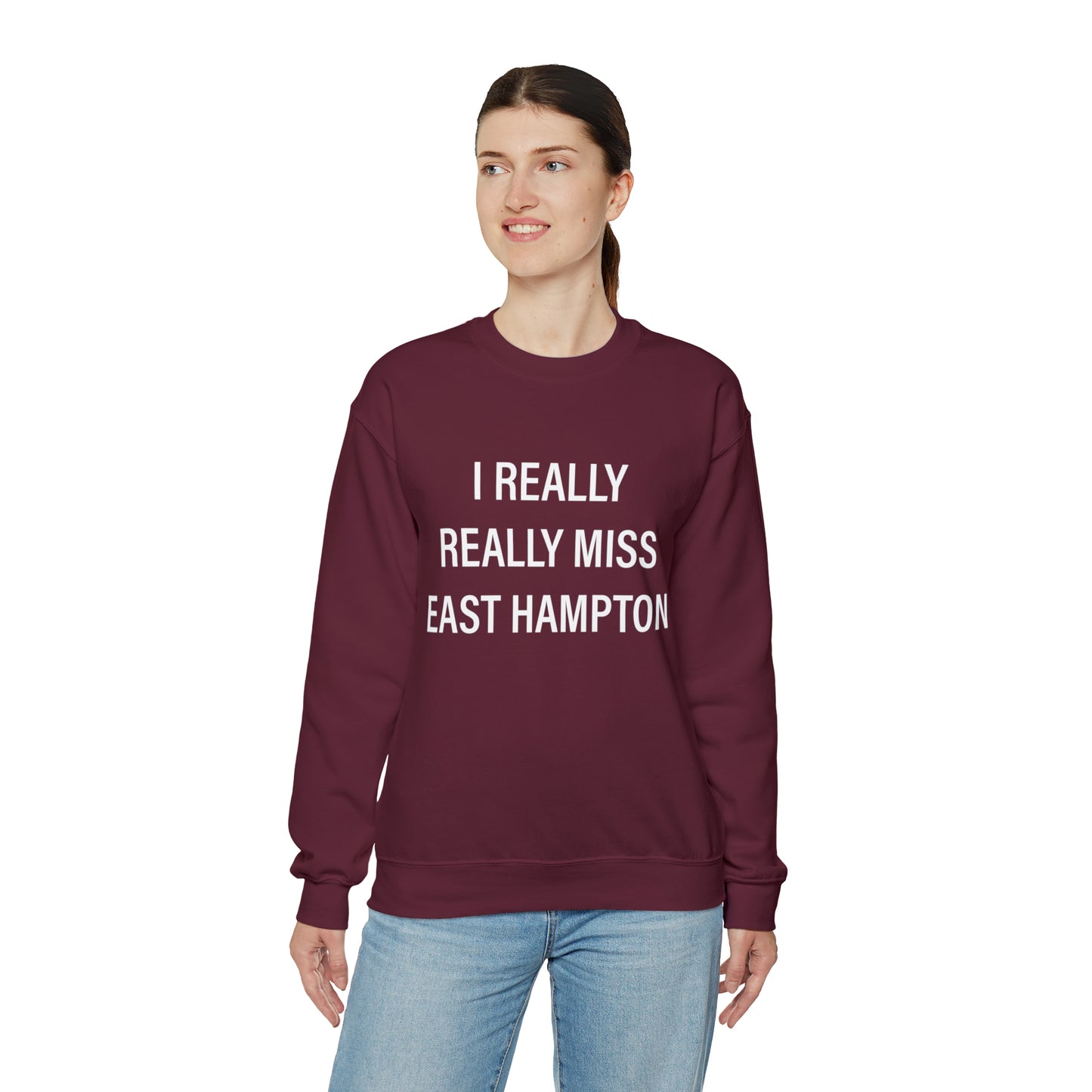 I Really Really Miss East Hampton (white) Unisex Heavy Blend™ Crewneck Sweatshirt