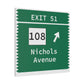 Vintage Merritt Parkway Exit 51 Sign Matte Canvas, Stretched, 1.25"
