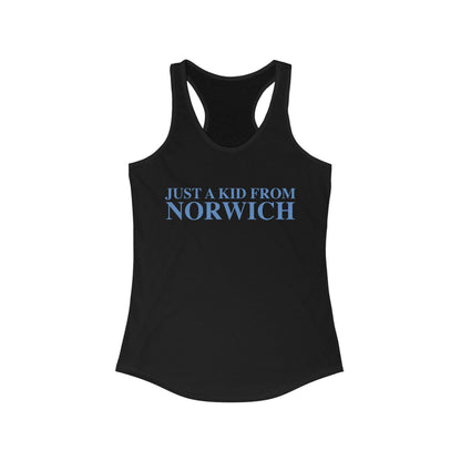 Just a kid from Norwich Women's Ideal Racerback Tank