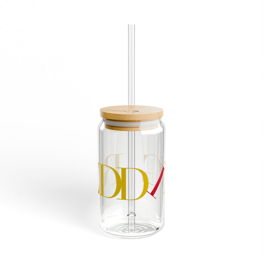 41 Tilt Redding Glass Can with Straw and Lid, 16oz
