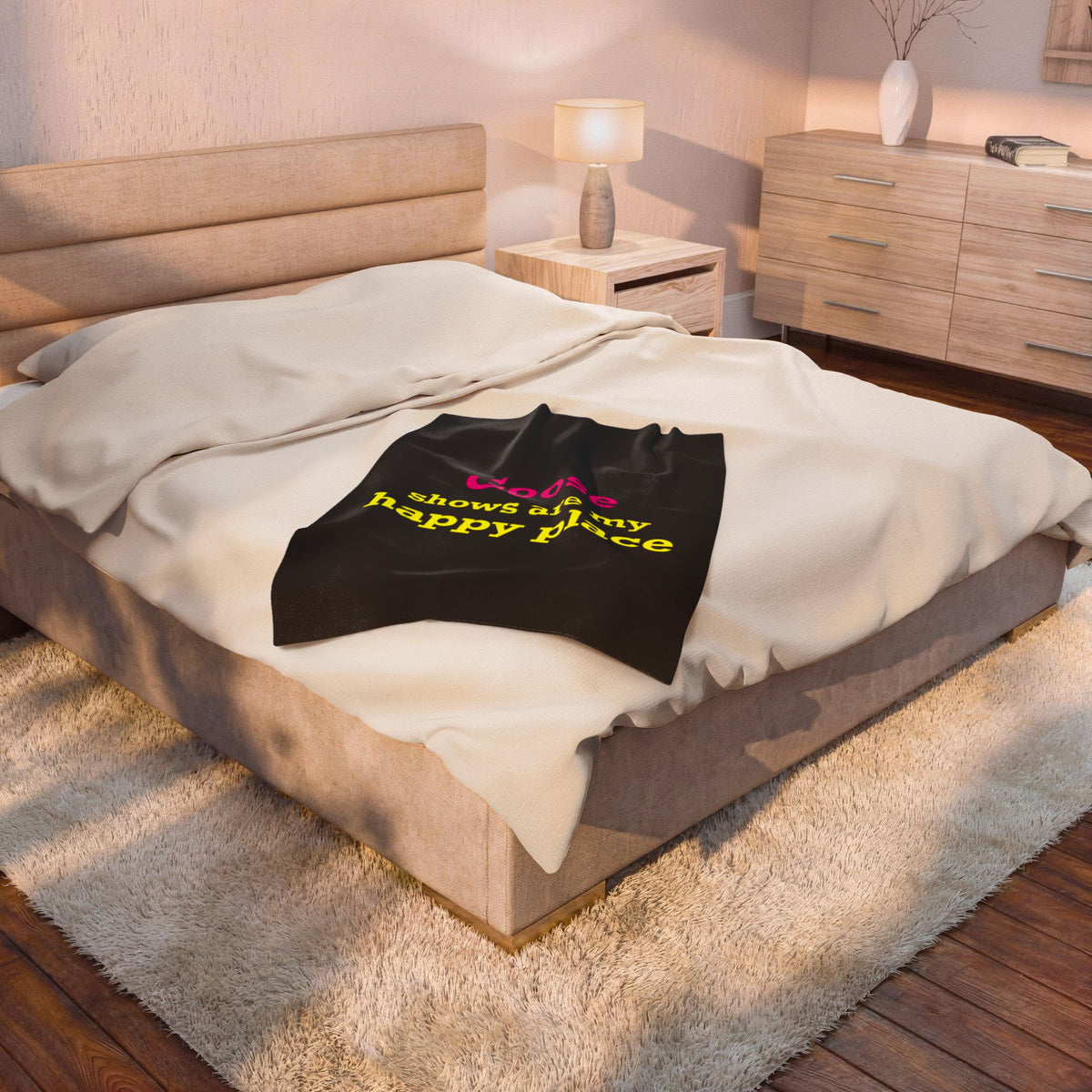 Goose Shows Are My Happy Place  - Yellow & Pink Velveteen Plush Blanket