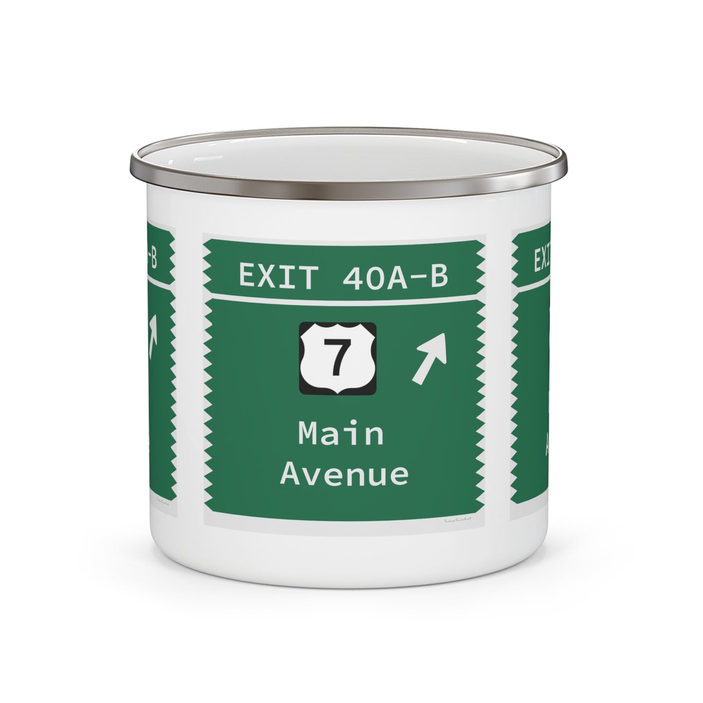 Vintage Merritt Parkway Exit 40 A-B Sign Enamel Camping Mug