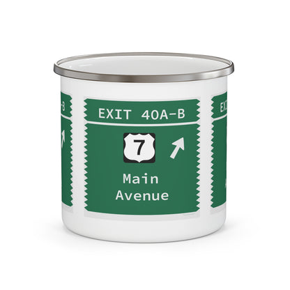 Vintage Merritt Parkway Exit 40 A-B Sign Enamel Camping Mug