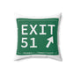 Vintage Exit 51  Merritt Parkway Sign Spun Polyester Square Pillow