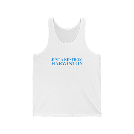 Just a kid from Harwinton Unisex Jersey Tank Top