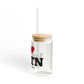 I Heart WLTN Glass Can with Straw and Lid, 16oz