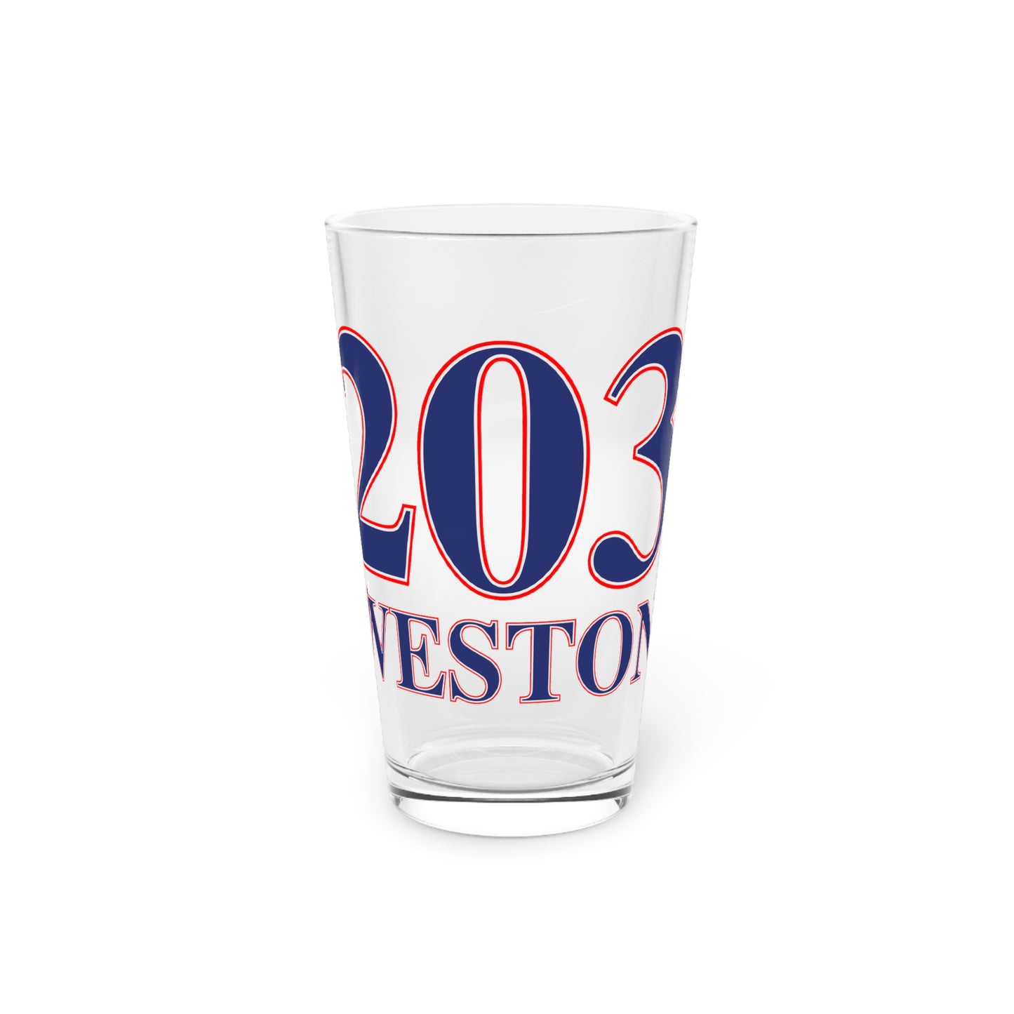 203 Weston Red, White & Blue Pint Glass, 16oz