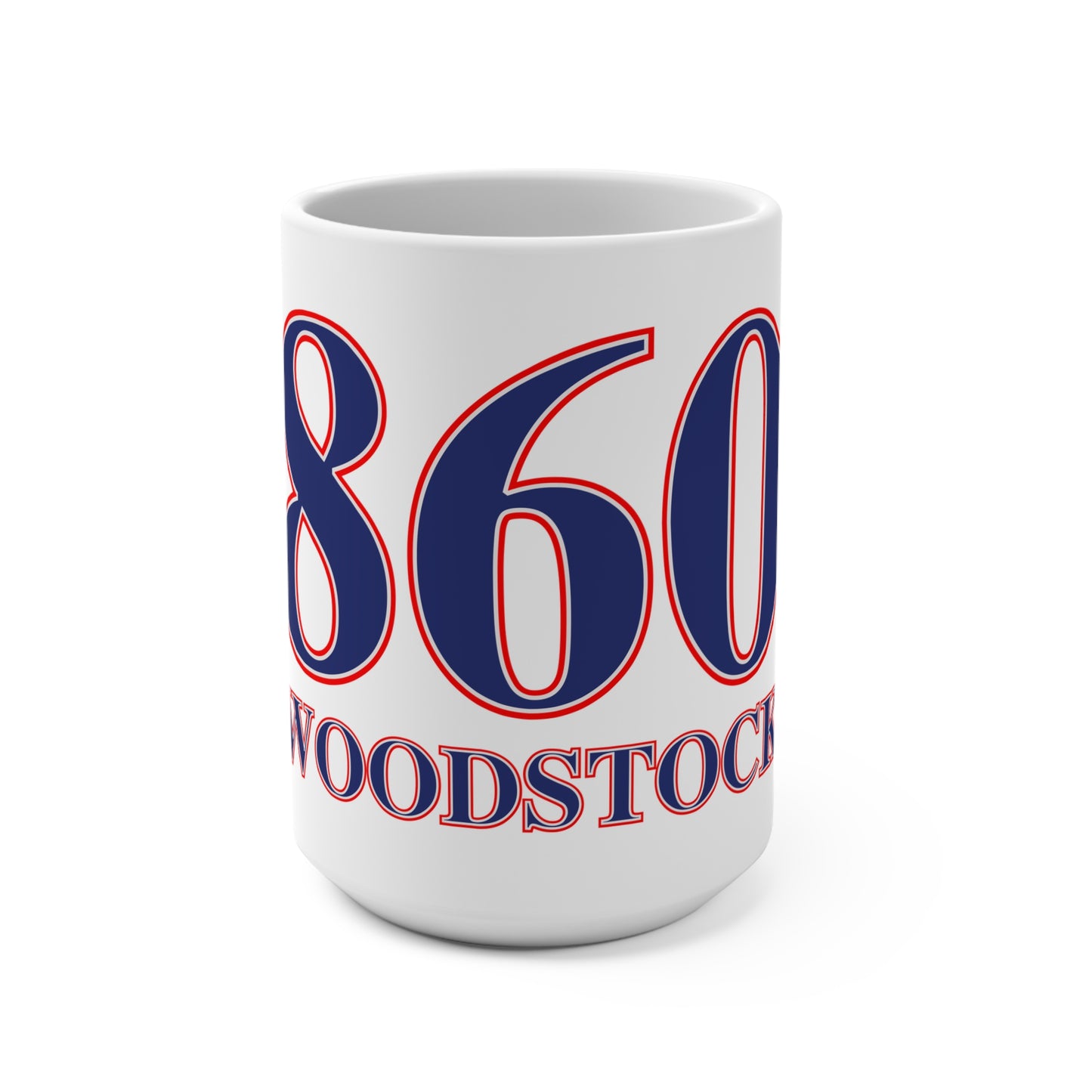 860 Woodstock Red, White & Blue Mug 15oz