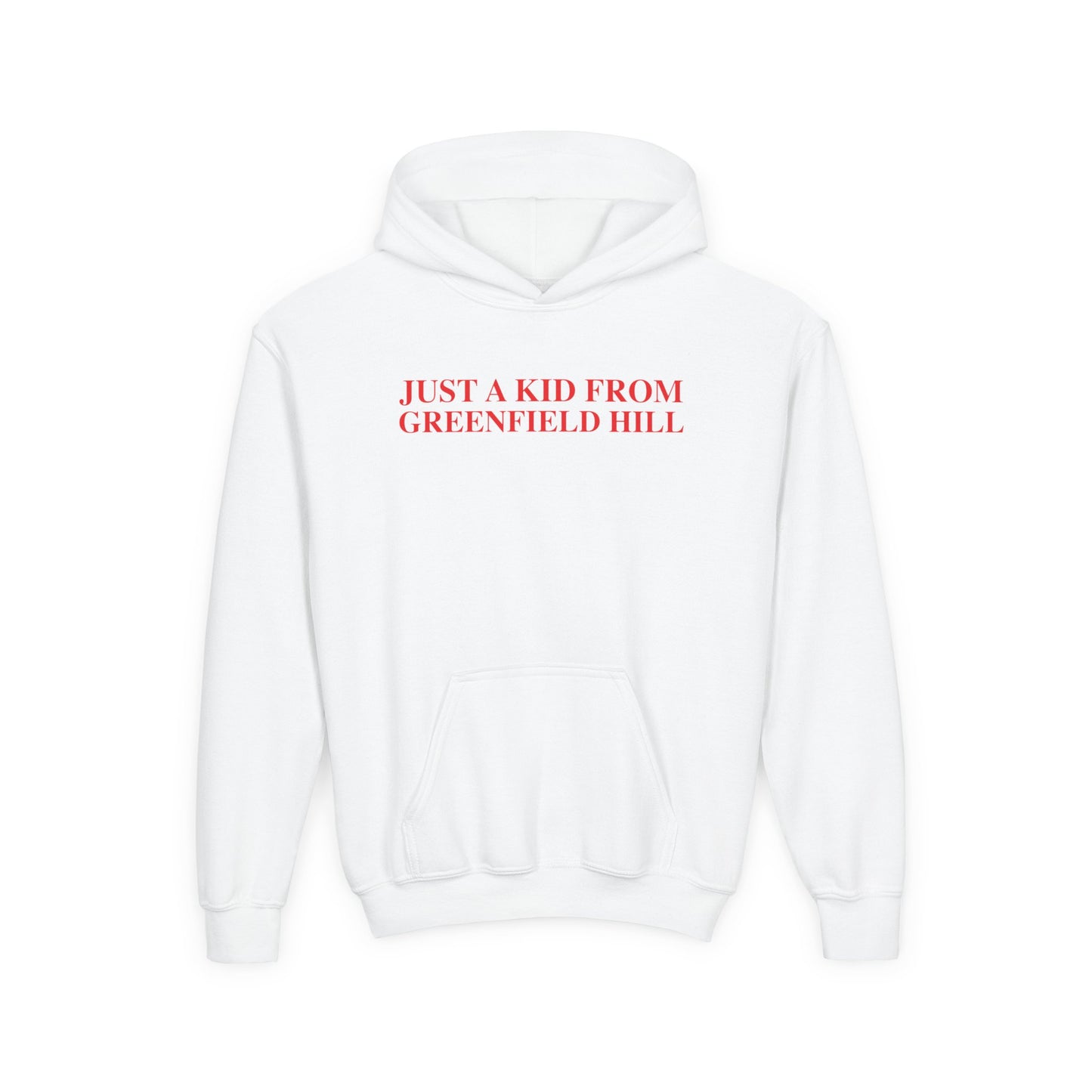Just a kid from Greenfield Hill Youth Heavy Blend Hooded Sweatshirt