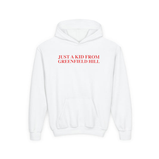 Just a kid from Greenfield Hill Youth Heavy Blend Hooded Sweatshirt