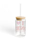 I Heart DNBY Glass Can with Straw and Lid, 16oz