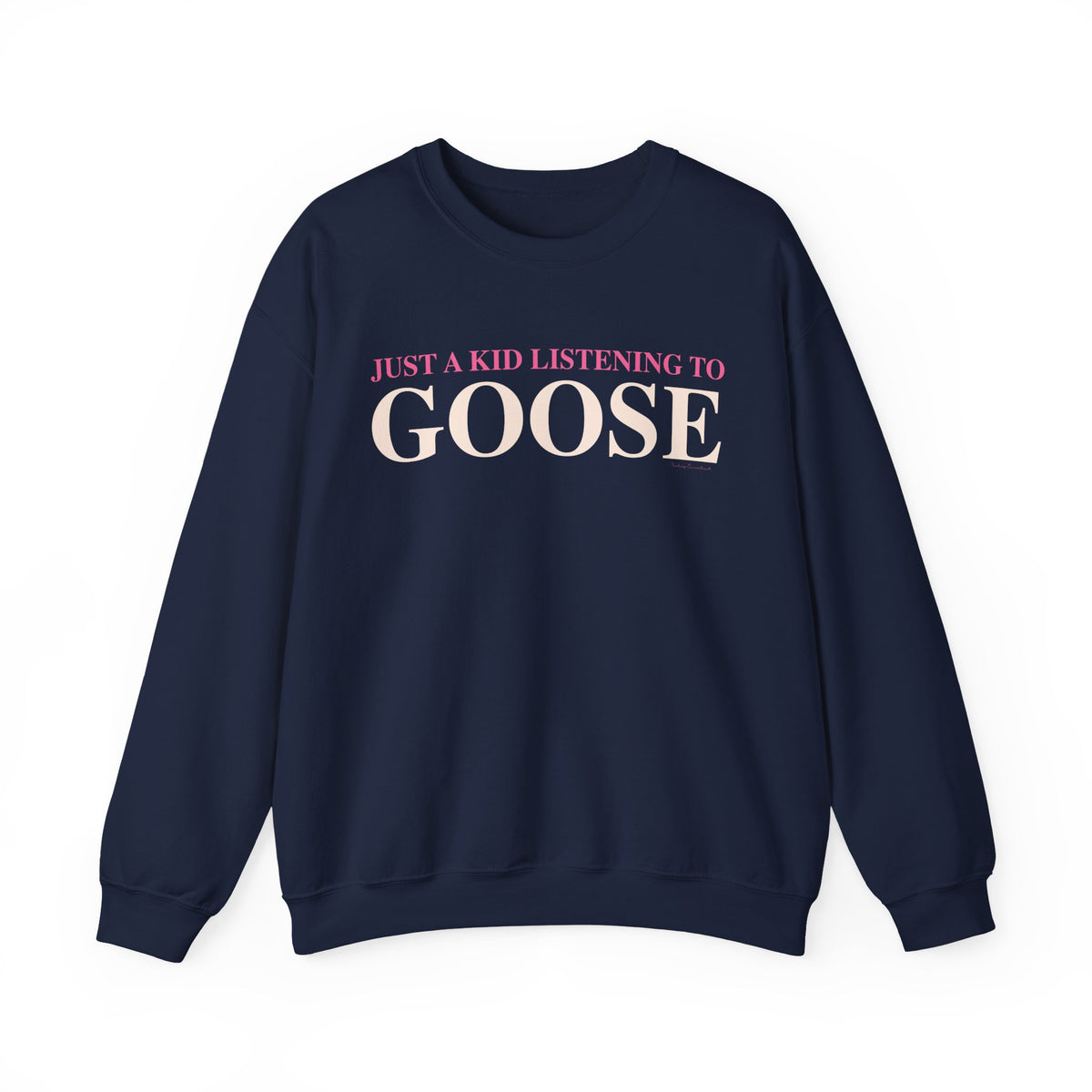Just a kid listening to Goose - Peach & Pink Unisex Heavy Blend™ Crewneck Sweatshirt