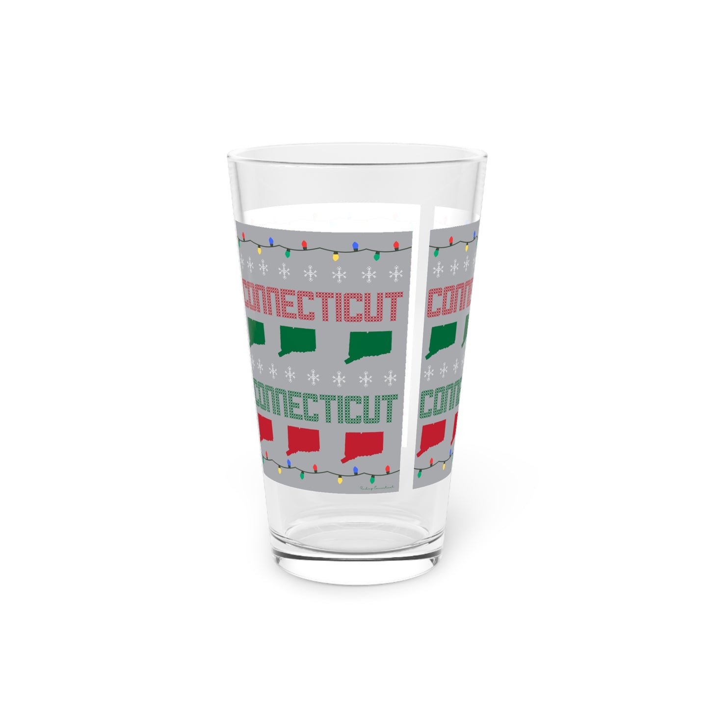 Connecticut Ugly Holiday Pint Glass, 16oz