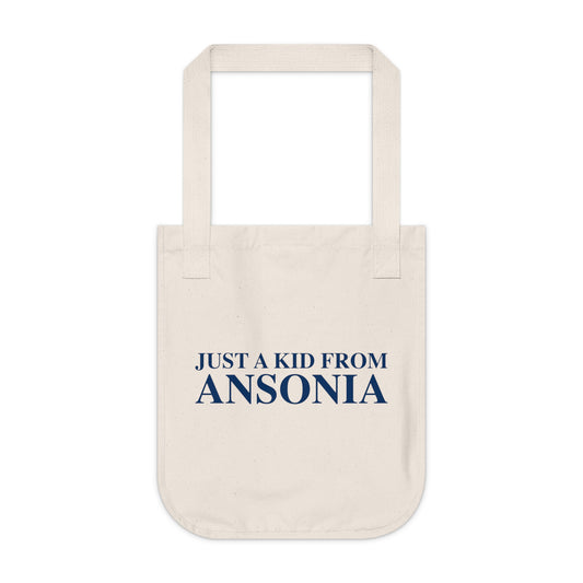 Just a kid from Ansonia Organic Canvas Tote Bag