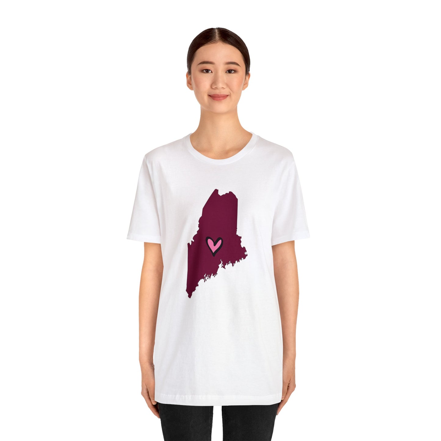 Maine Love (maroon) Unisex Jersey Short Sleeve Tee