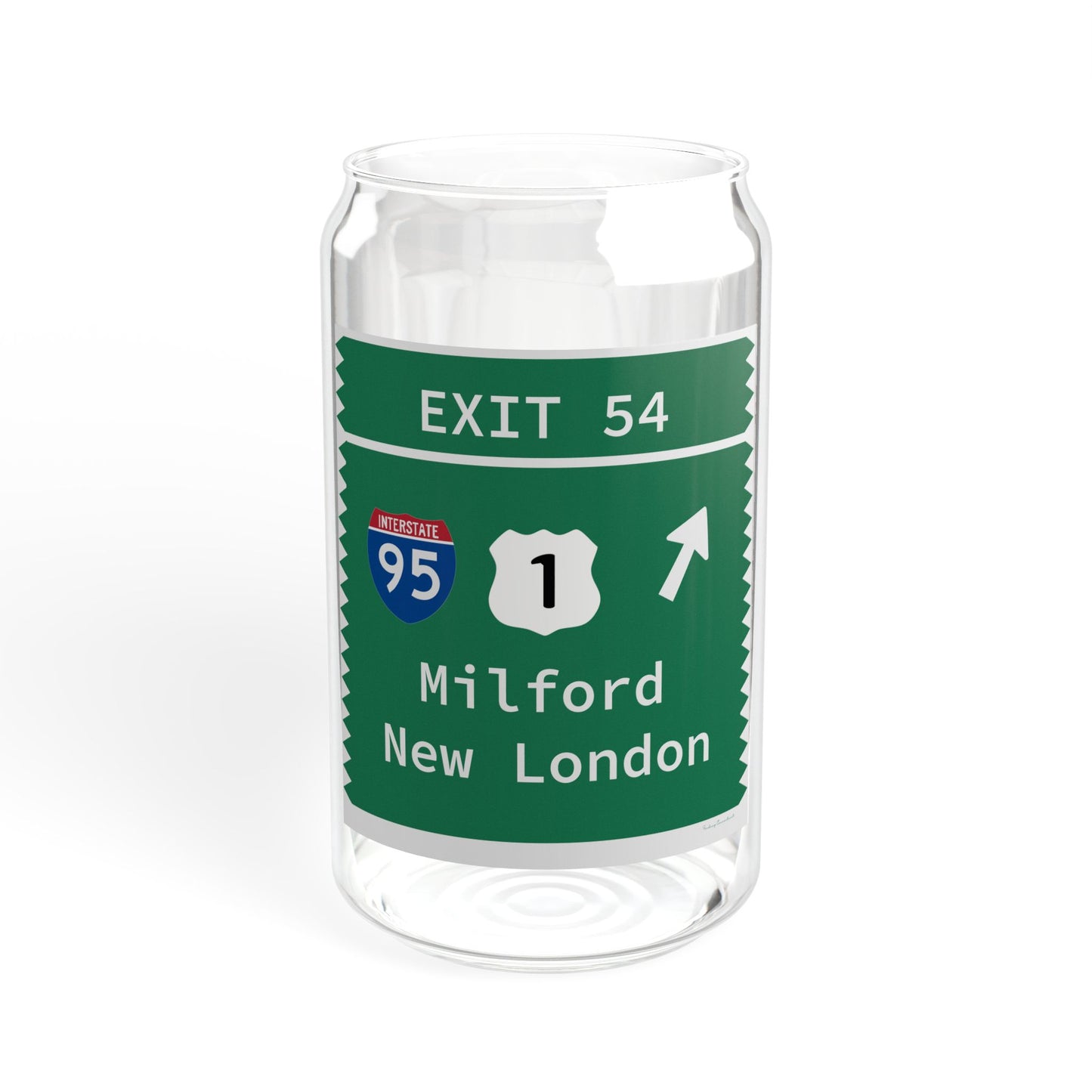 Vintage Merritt Parkway Exit 54 Sign Sipper Glass, 16oz