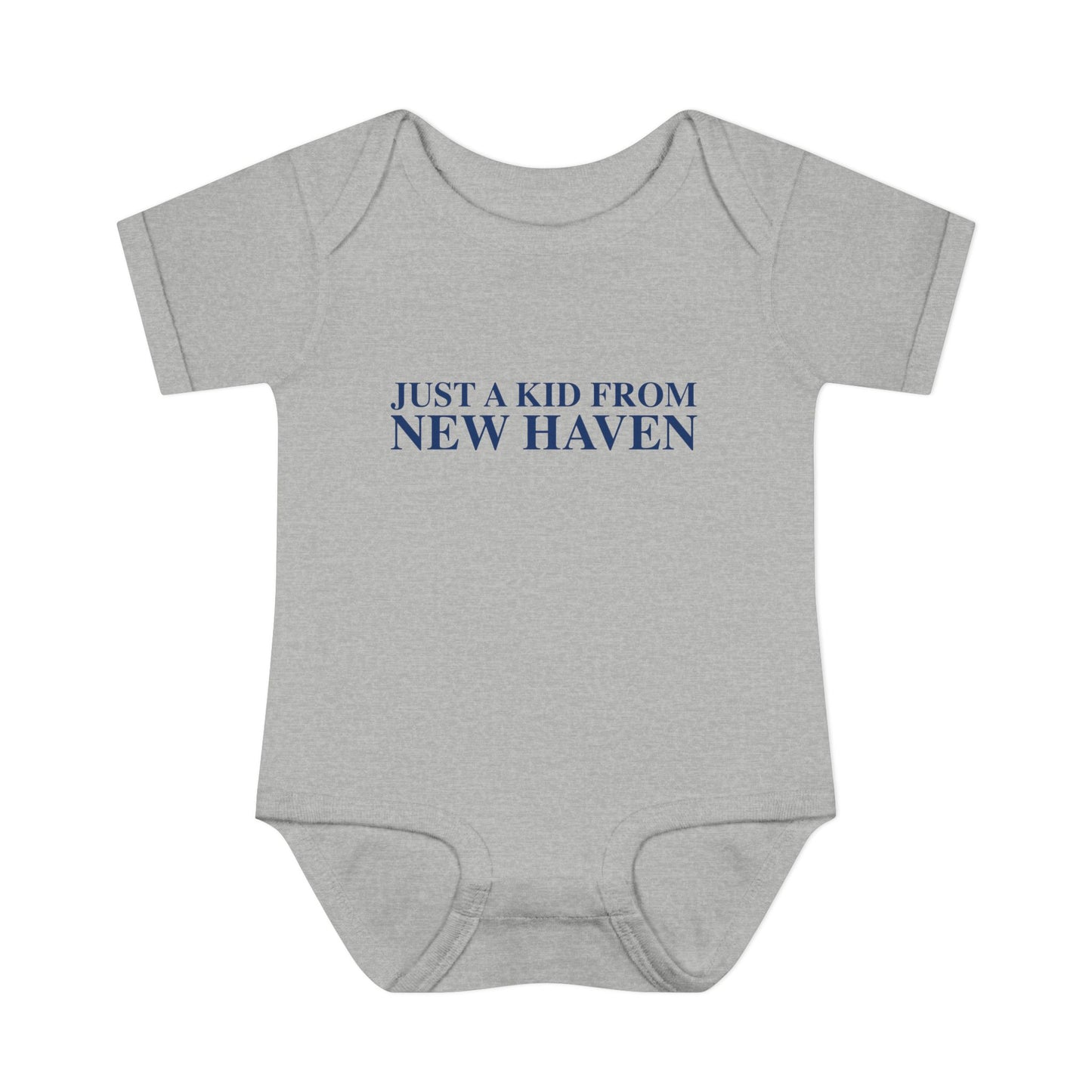 Just a kid from New Haven Infant Baby Rib Bodysuit