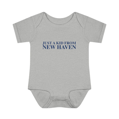 Just a kid from New Haven Infant Baby Rib Bodysuit