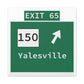 Vintage WCP Exit 65 Sign Matte Canvas, Stretched, 1.25"