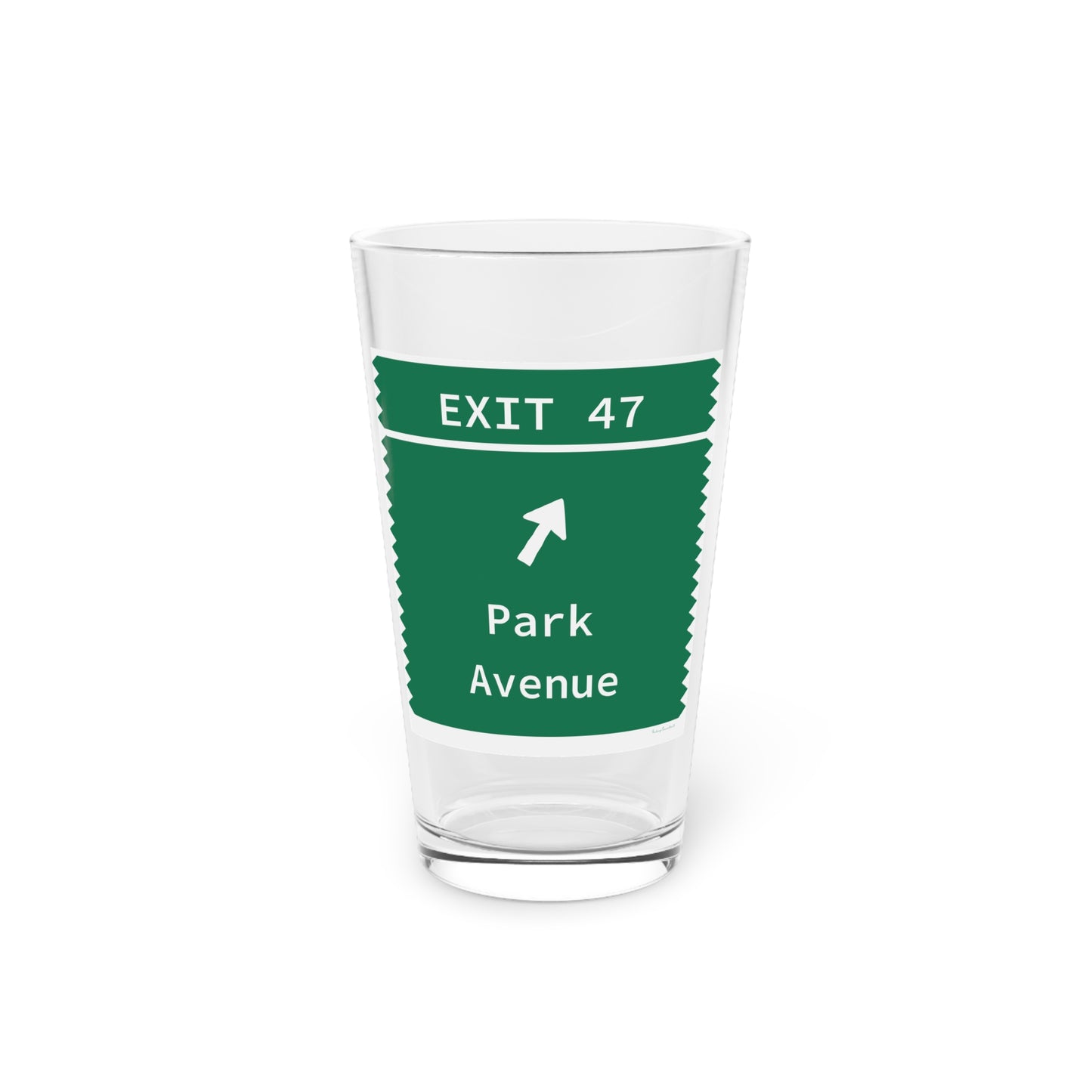 Vintage Merritt Parkway Exit 47 Sign Pint Glass, 16oz