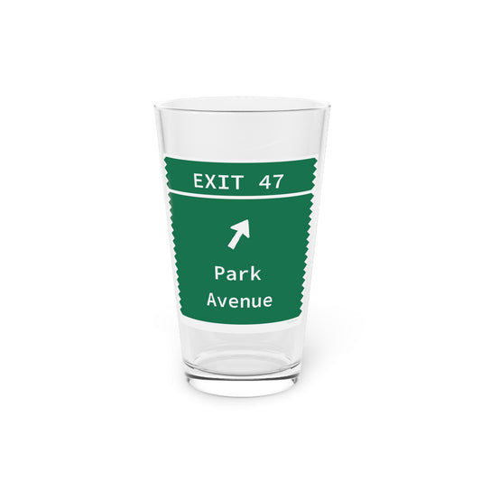 Vintage Merritt Parkway Exit 47 Sign Pint Glass, 16oz