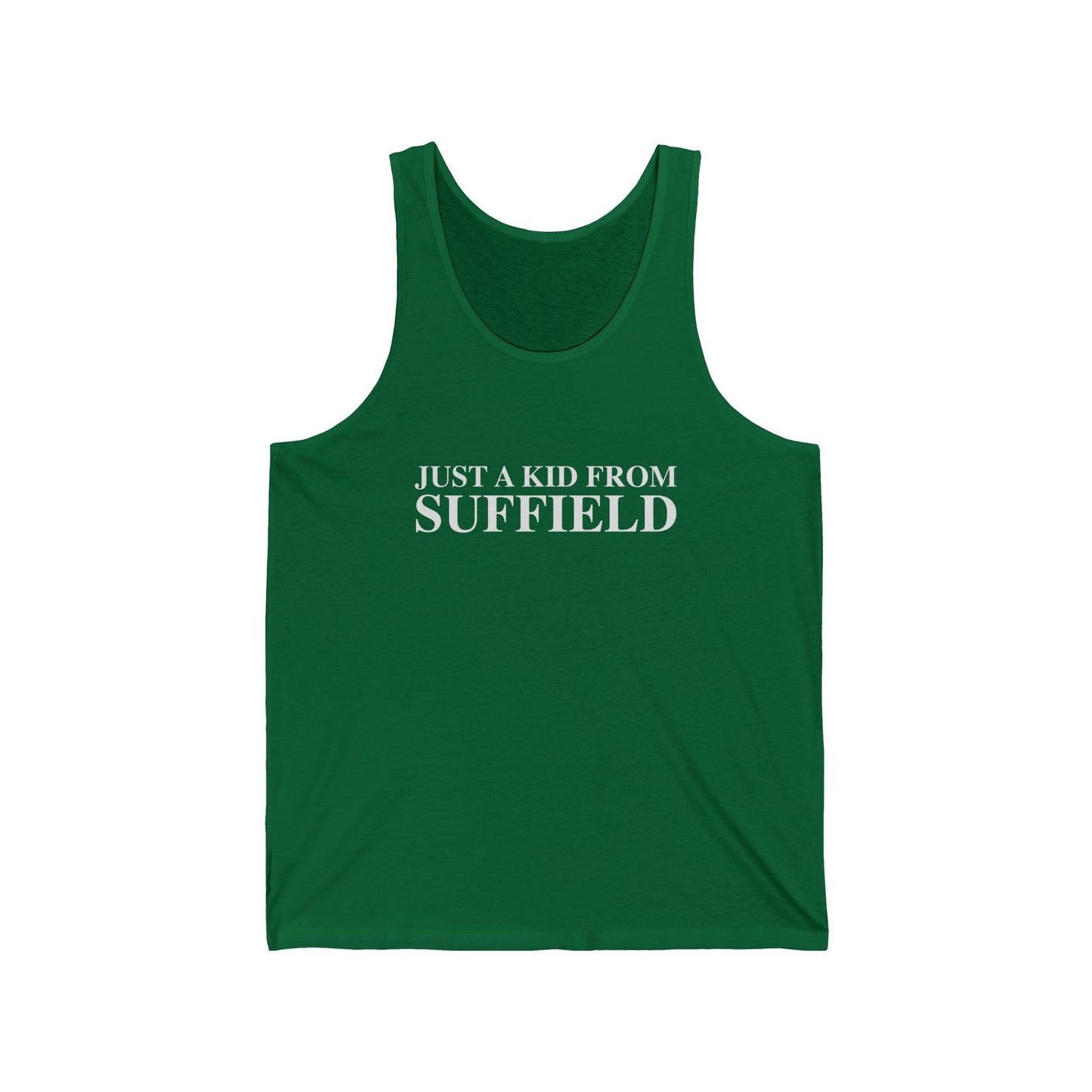 Just a kid from Suffield Unisex Jersey Tank Top