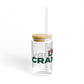 Love Cranbury Glass Can with Straw and Lid, 16oz