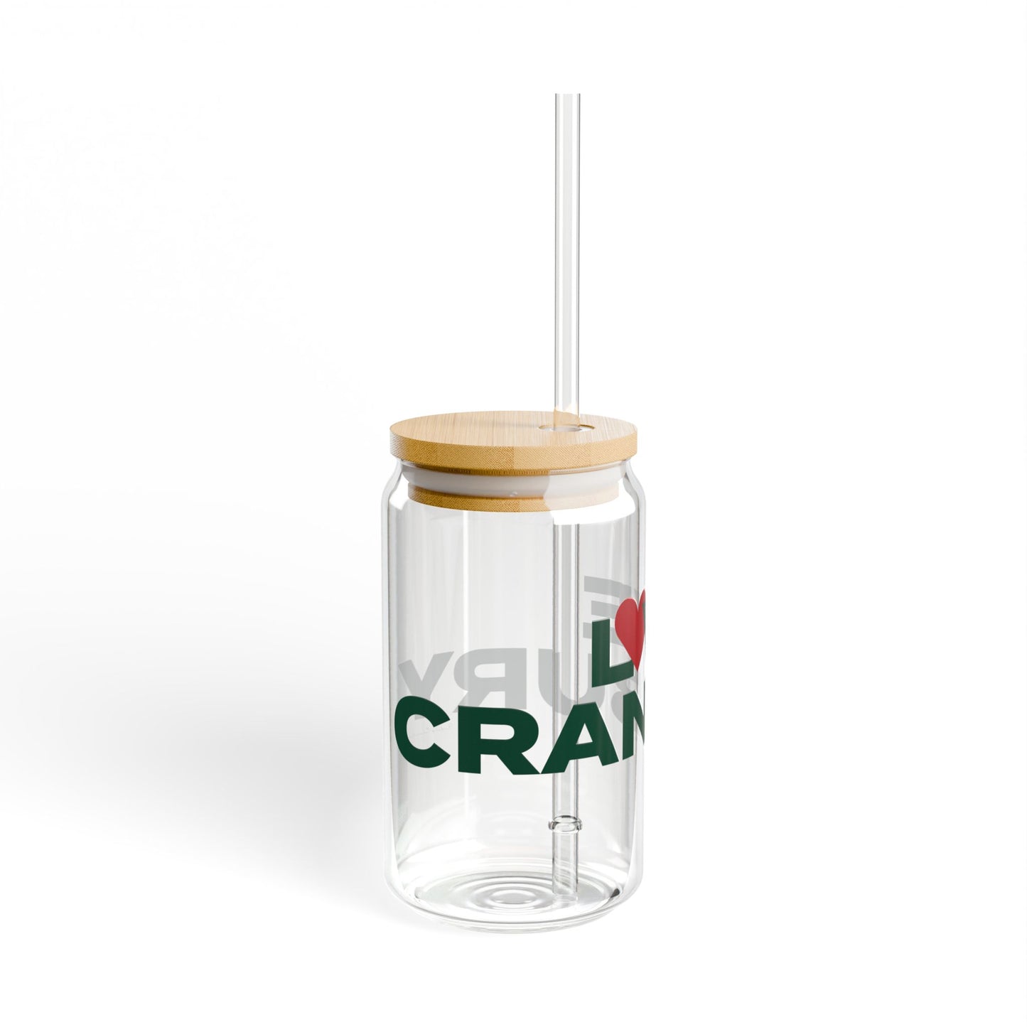 Love Cranbury Glass Can with Straw and Lid, 16oz
