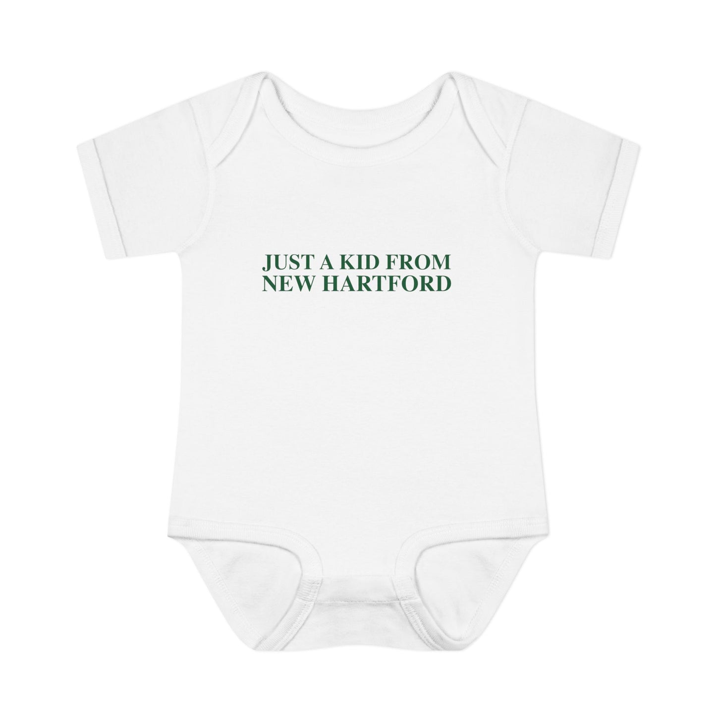 Just a kid from New Hartford Infant Baby Rib Bodysuit