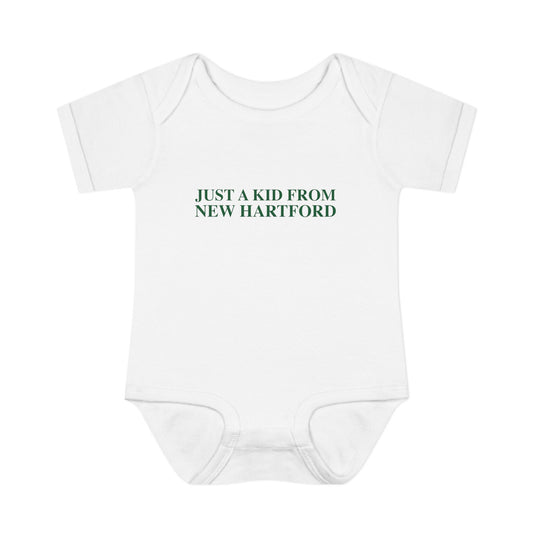 Just a kid from New Hartford Infant Baby Rib Bodysuit