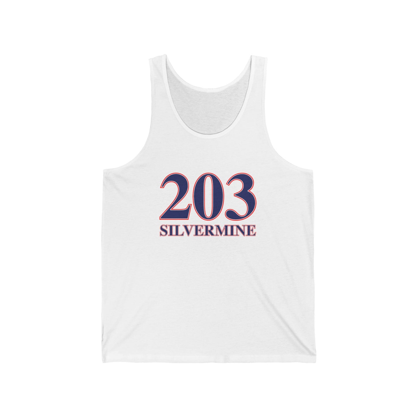 203 Silvermine Red, White & Blue Unisex Jersey Tank