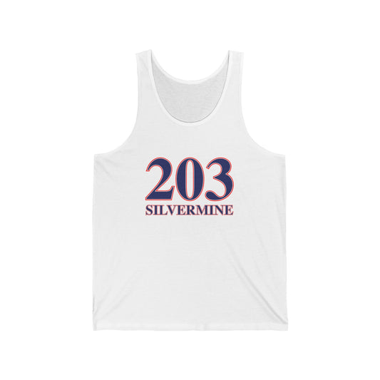 203 Silvermine Red, White & Blue Unisex Jersey Tank