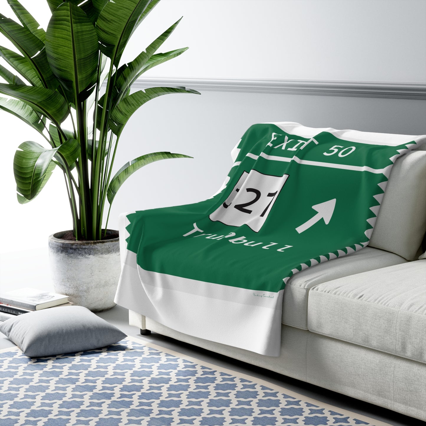 Vintage Merritt Parkway Exit 50 Sign Sherpa Fleece Blanket