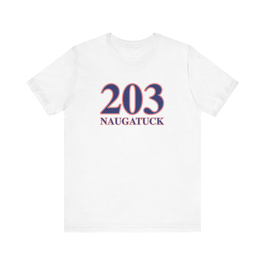 203 Naugatuck Red, White & Blue Unisex Jersey Short Sleeve T-Shirt
