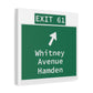 Vintage WCP Exit 61 Sign Matte Canvas, Stretched, 1.25"