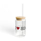 I Heart Silvermine. Glass Can with Straw and Lid, 16oz