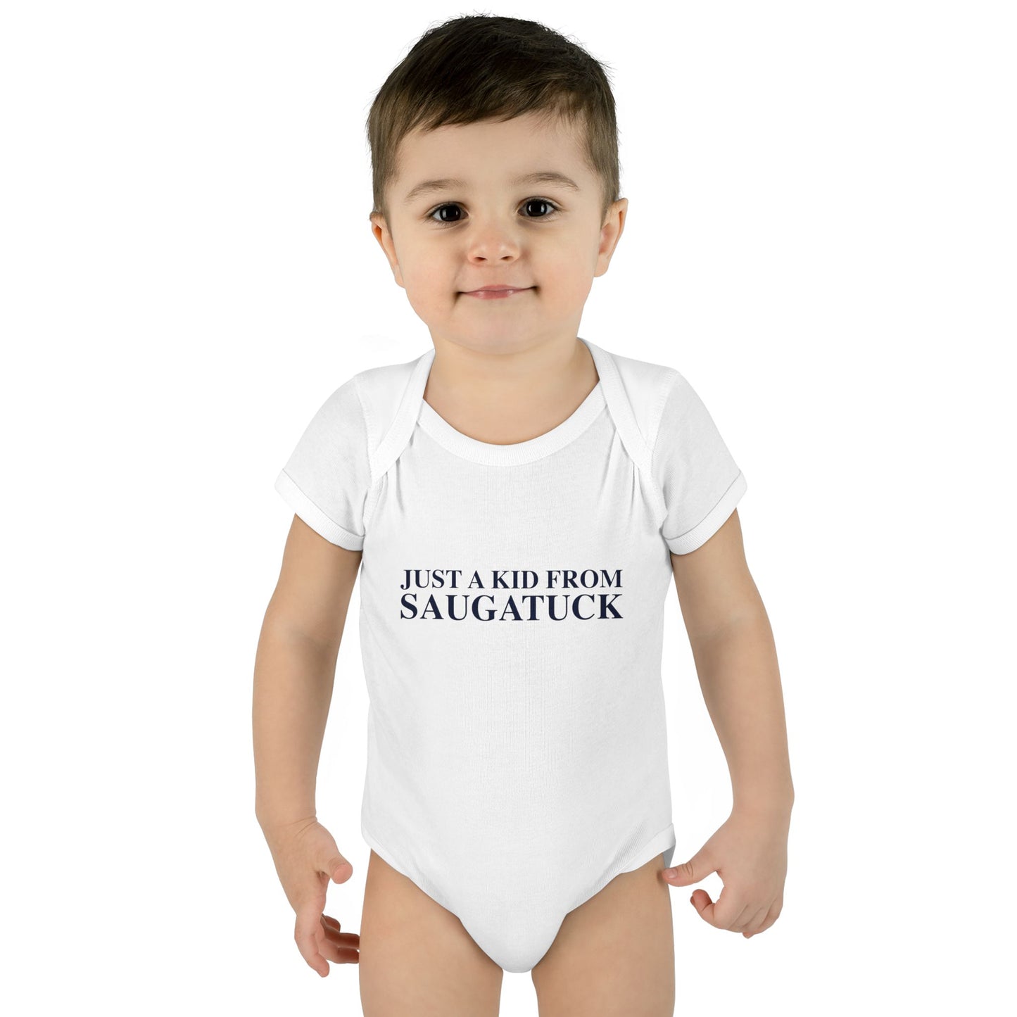 Just a kid from Saugatuck Infant Baby Rib Bodysuit