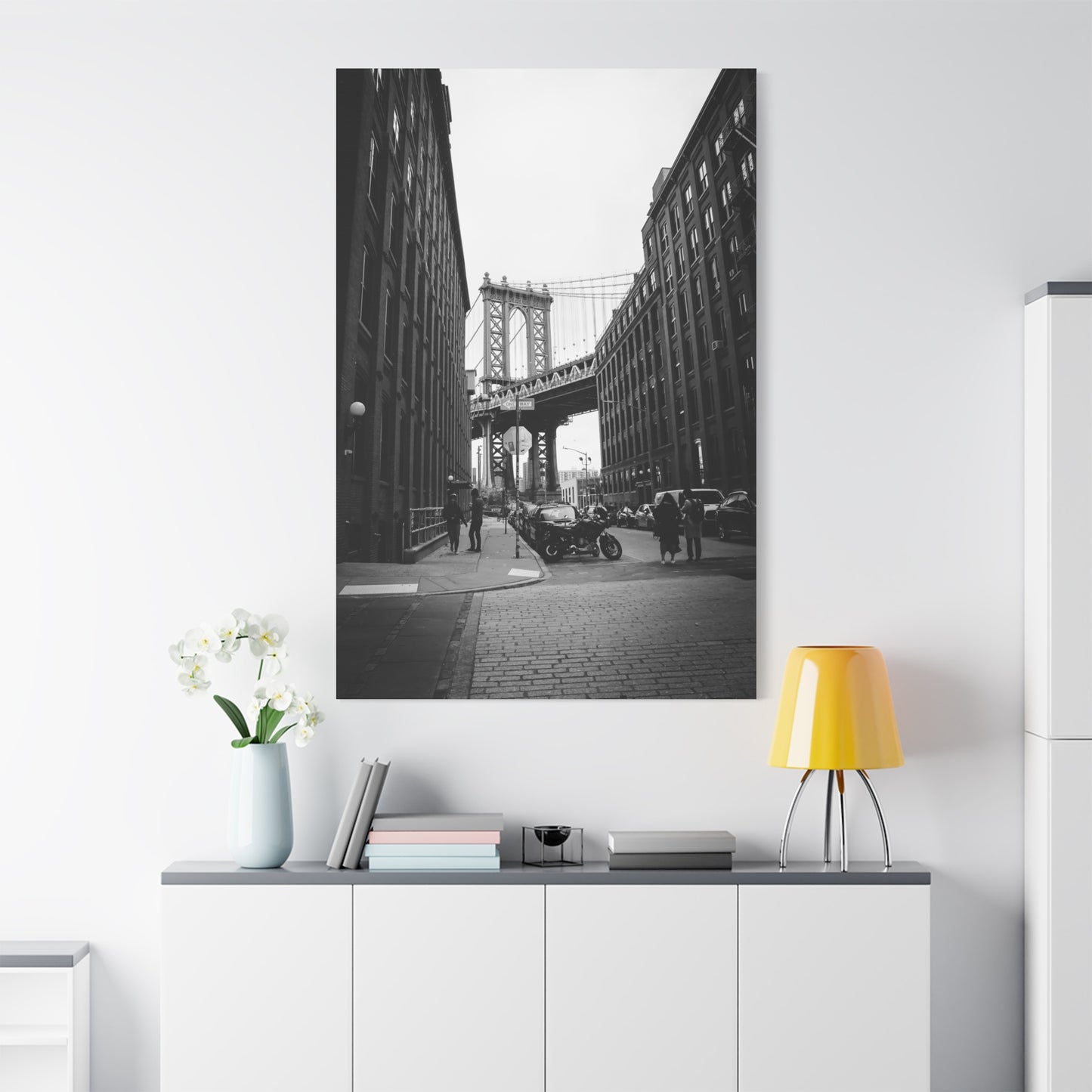 Manhattan Bridge Black and White Matte Canvas, Stretched, 1.25"