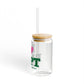 I Heart BRPT Glass Can with Straw and Lid, 16oz