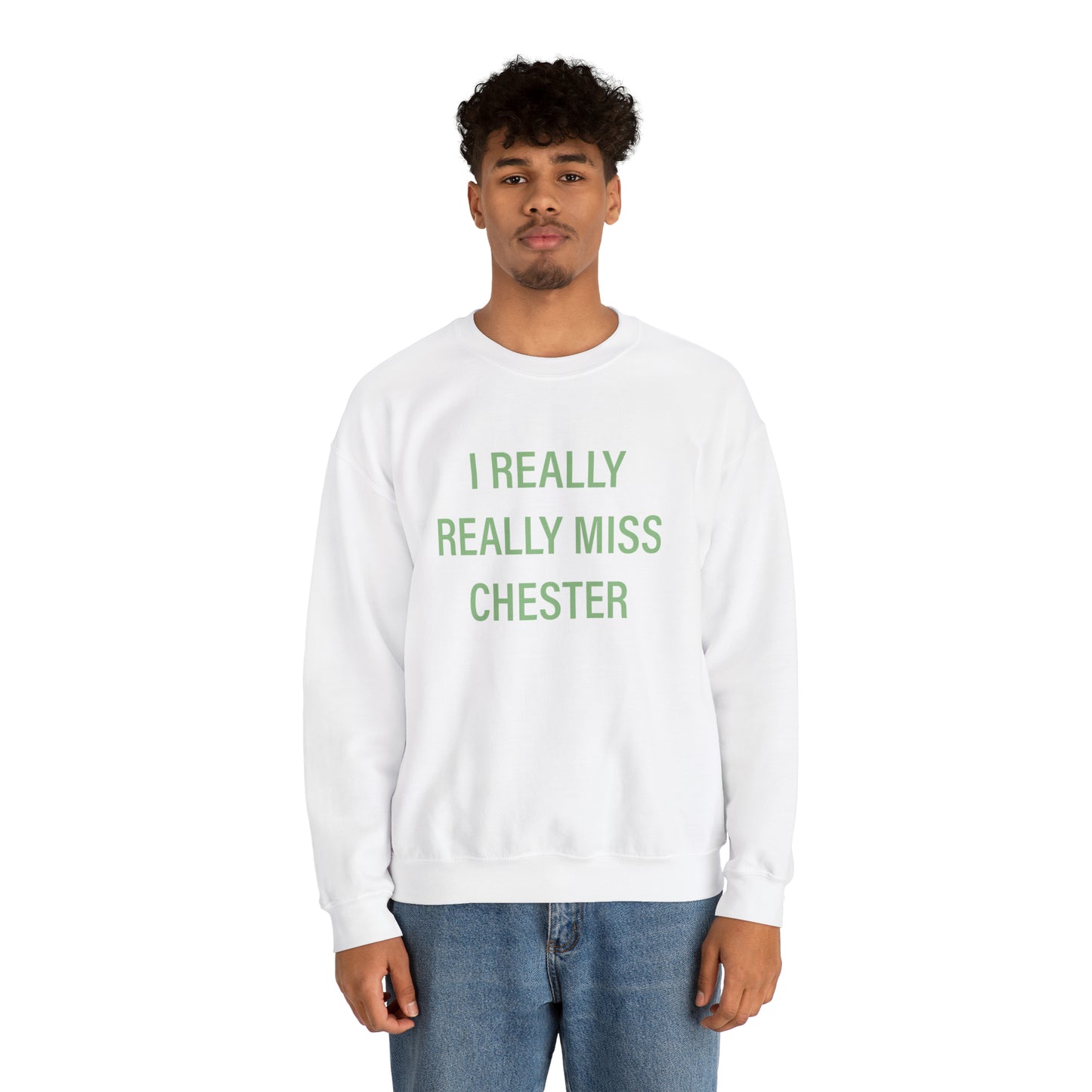 I Really Really Miss Chester Unisex Heavy Blend™ Crewneck Sweatshirt (green)