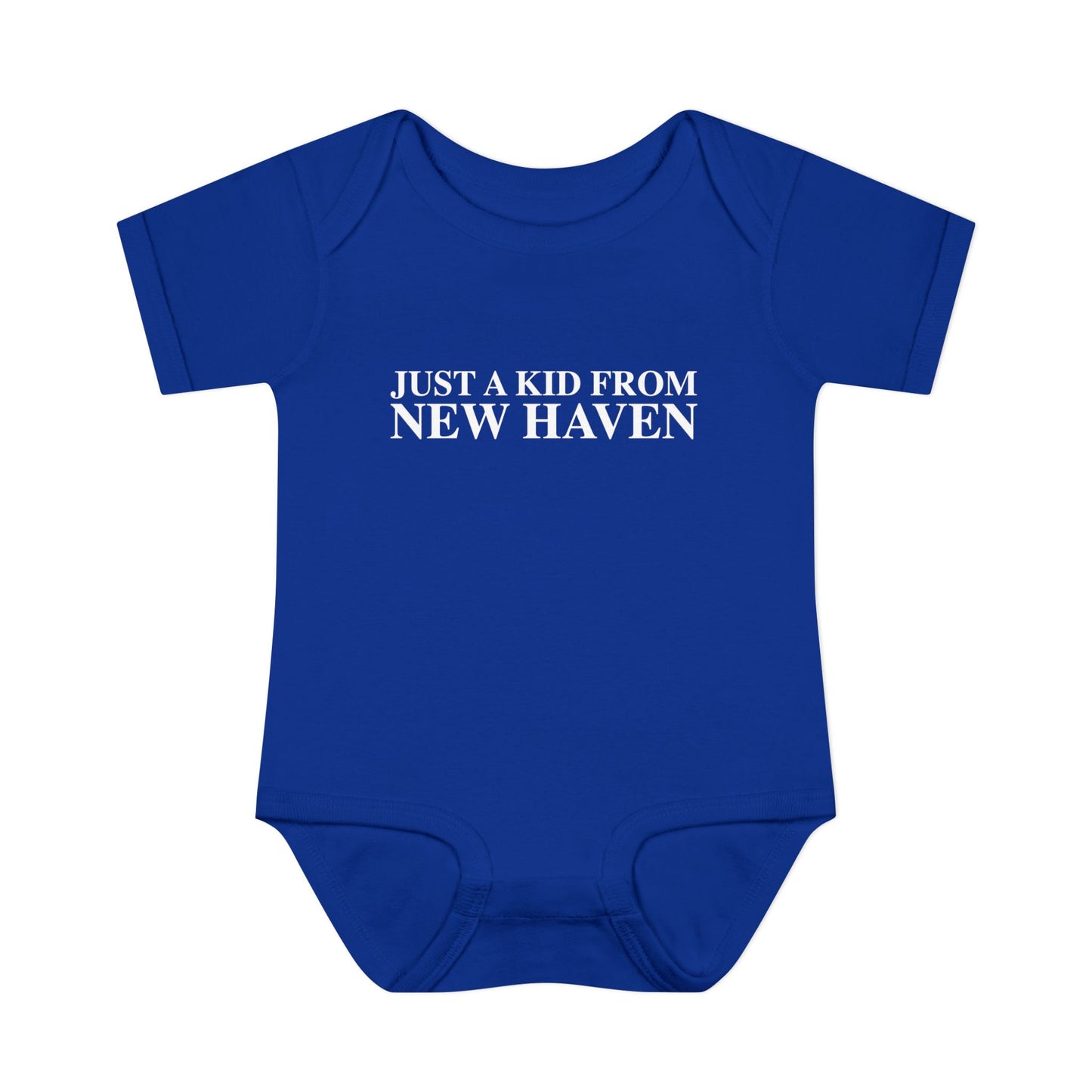 Just a kid from New Haven Infant Baby Rib Bodysuit