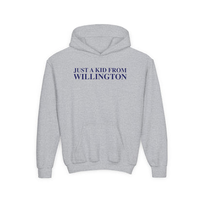 Just a kid from Willington Youth Heavy Blend Hooded Sweatshirt