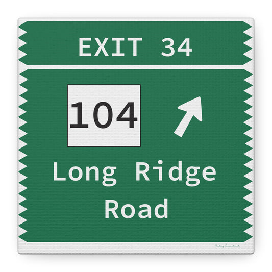 Vintage Merritt Parkway Exit 34 Sign Matte Canvas, Stretched, 1.25"