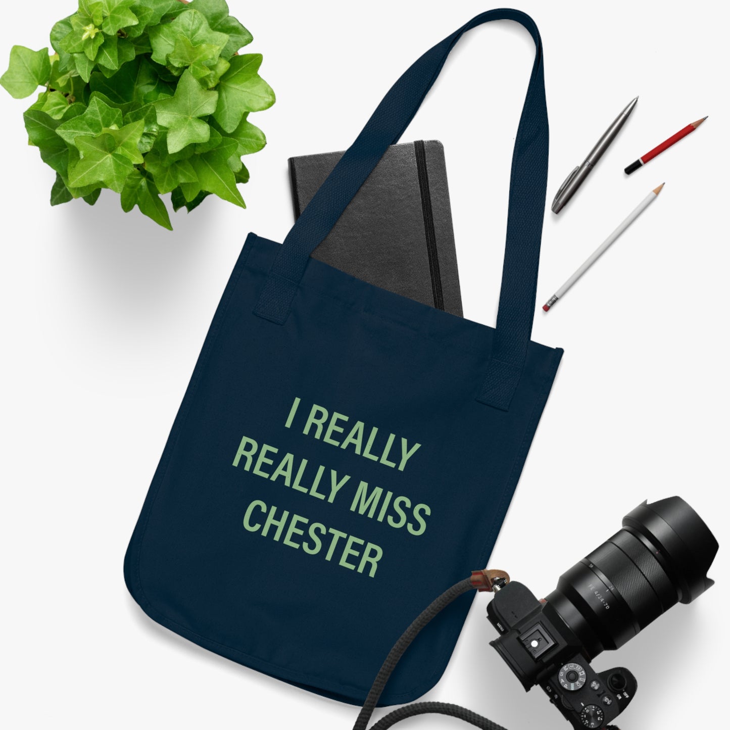 I Really Really Miss Chester Organic Canvas Tote Bag (green)