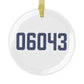 06043 Bolton Connecticut Zip Code Glass Ornaments