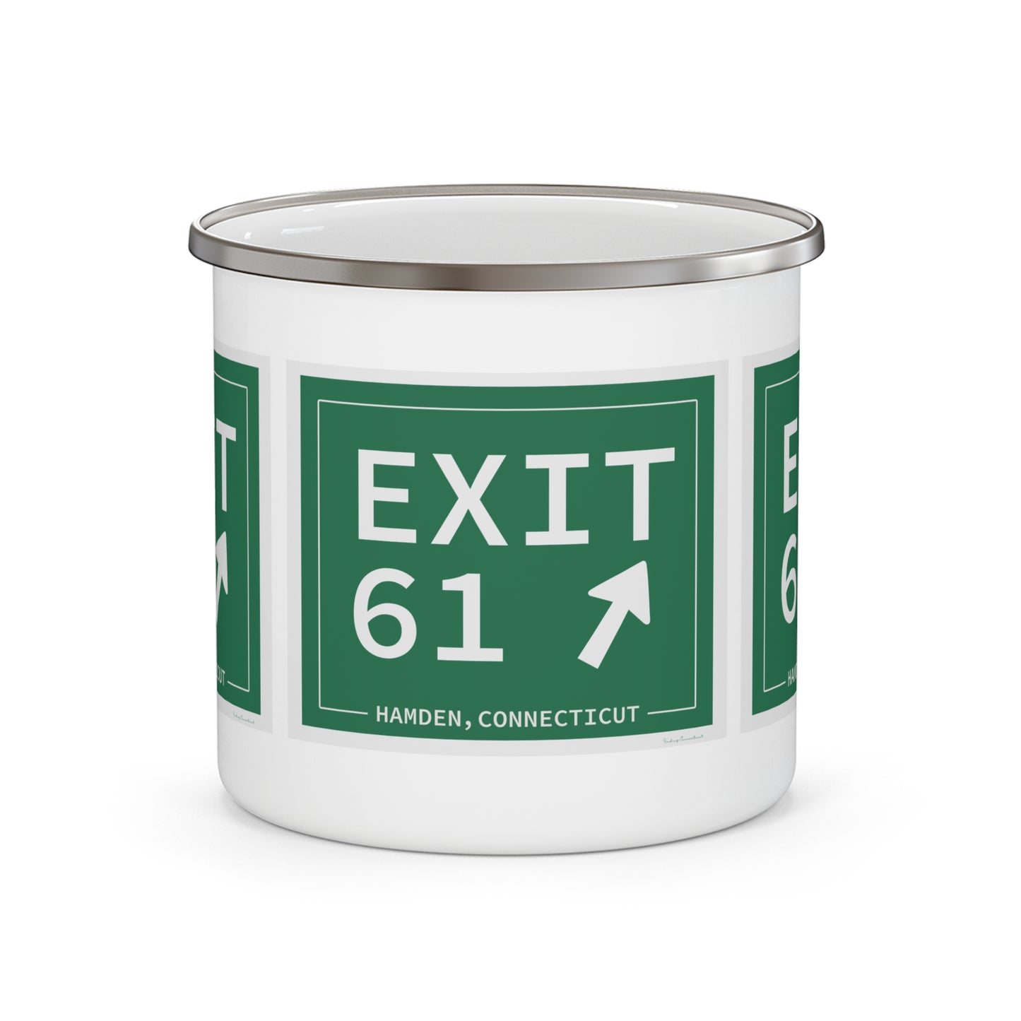 Vintage Exit 61 WCP Sign Enamel Camping Mug