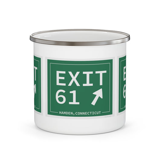 Vintage Exit 61 WCP Sign Enamel Camping Mug