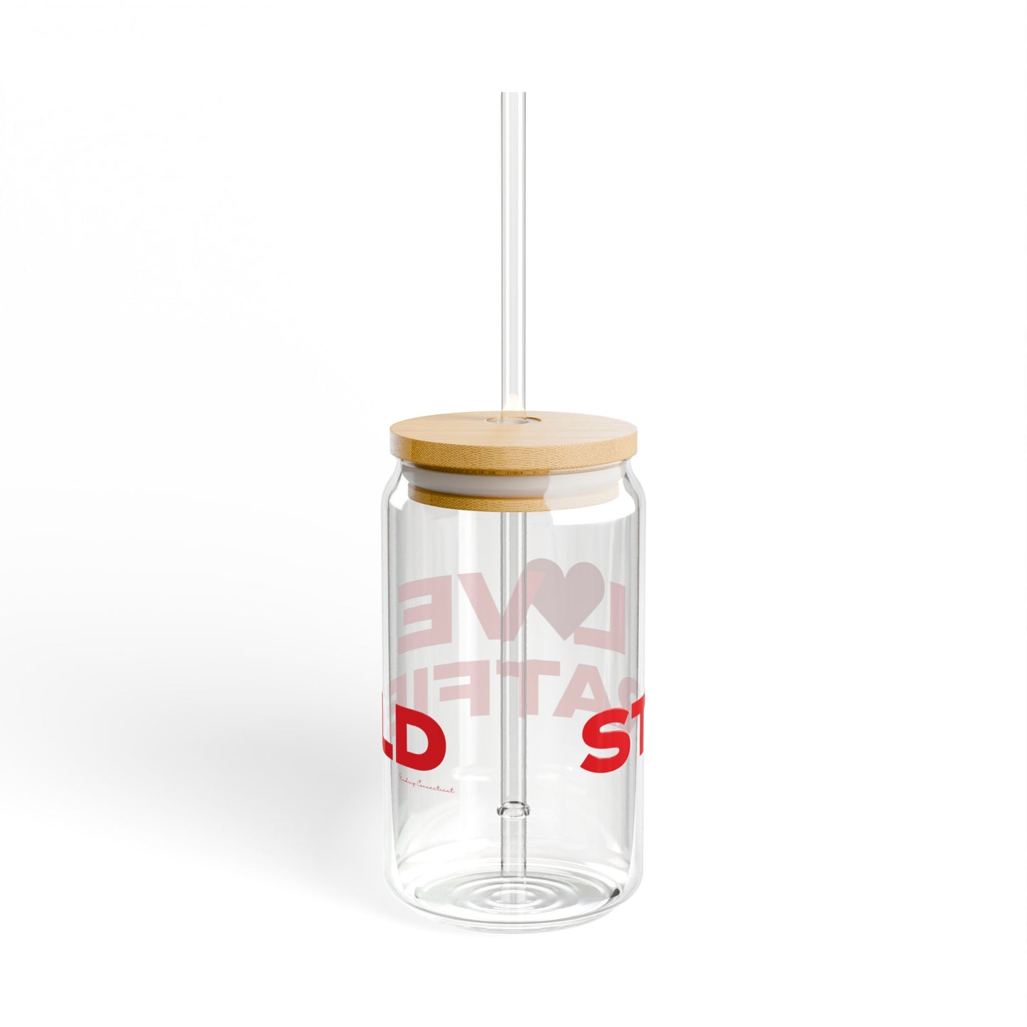 Love Stratfield Glass Can with Straw and Lid, 16oz
