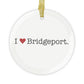 I Heart Bridgeport. Glass Ornaments