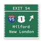 Vintage Merritt Parkway Exit 54 Sign Matte Canvas, Stretched, 1.25"